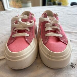 Converse All Star Platform Sneakers size 6.5 womens pink Canvas with‎ suede trim